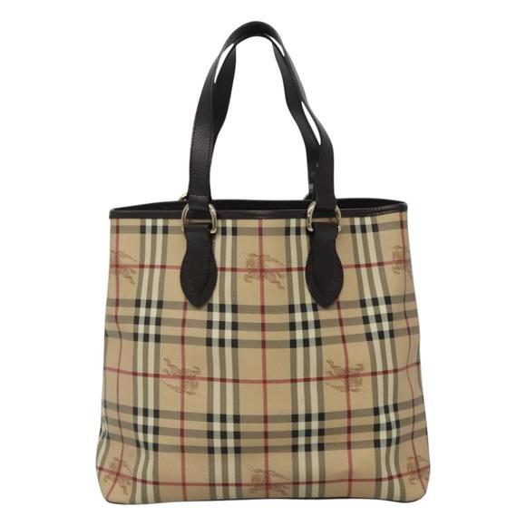 BURBERRY Nova Check Tote Bag PVC Beige Auth EC994 - Picture 2 of 16